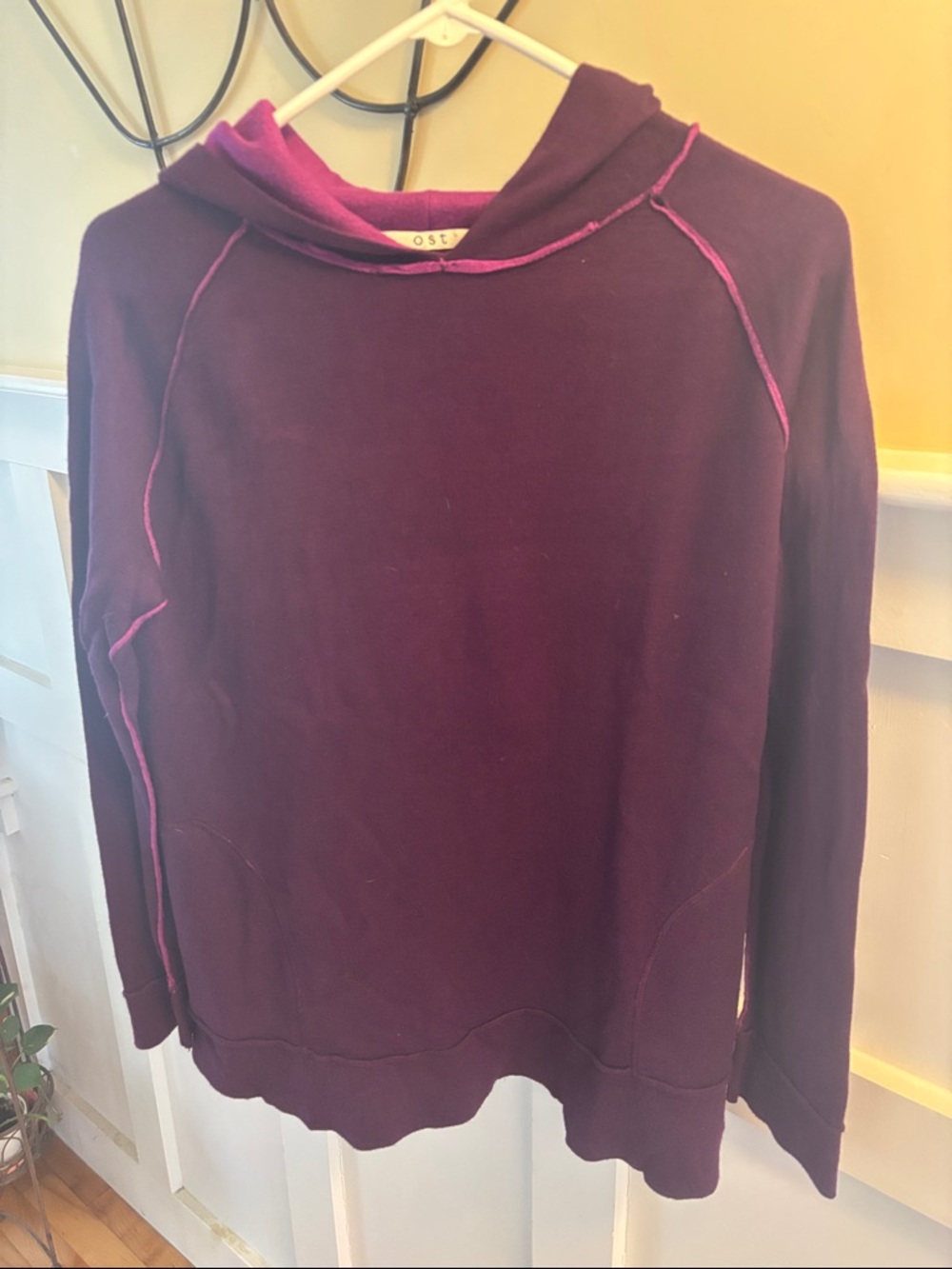 Ost Deep Plum Hoodie with Fuchsia Stitching